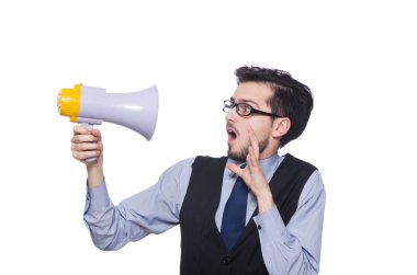 Hoparlörü ile işadamı