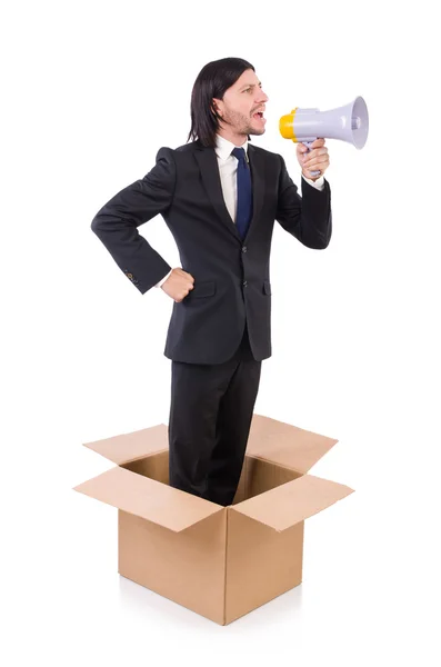 Man with loudspeaker — Stock Photo, Image