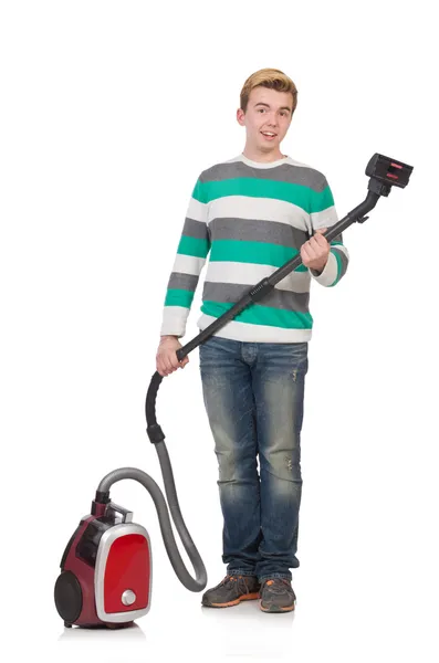 Man with vacuum cleaner — Stock Photo, Image