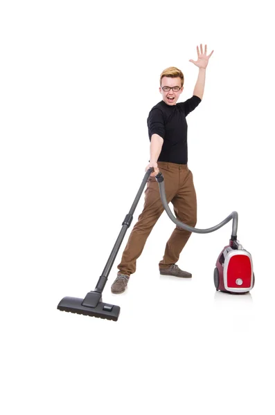 Man with vacuum cleaner — Stock Photo, Image