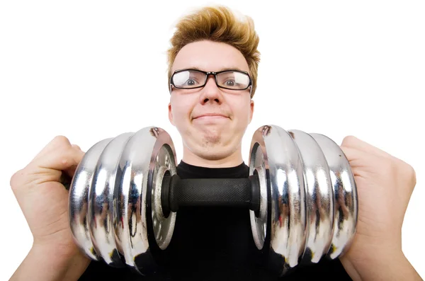 Rolig kille med dumbbels — Stockfoto