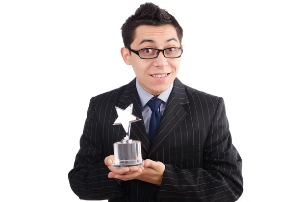 Funny guy receiving award — Stock Photo, Image