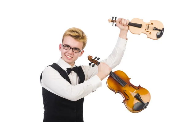 Uomo divertente con violino — Foto Stock