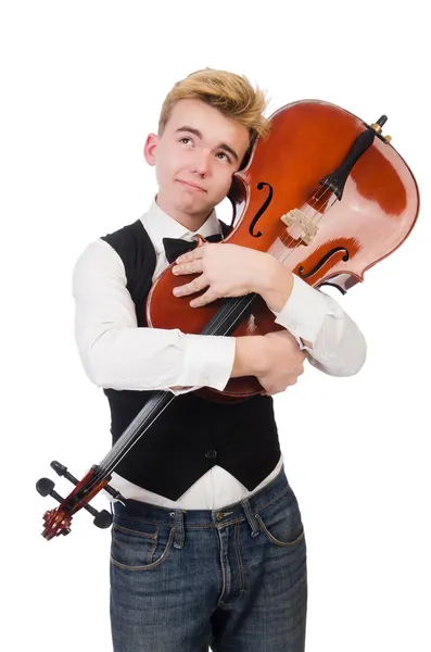 Homem engraçado com violino — Fotografia de Stock