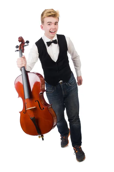 Uomo divertente con violino — Foto Stock