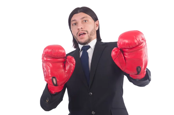 Hombre de negocios con guantes de boxeo — Foto de Stock