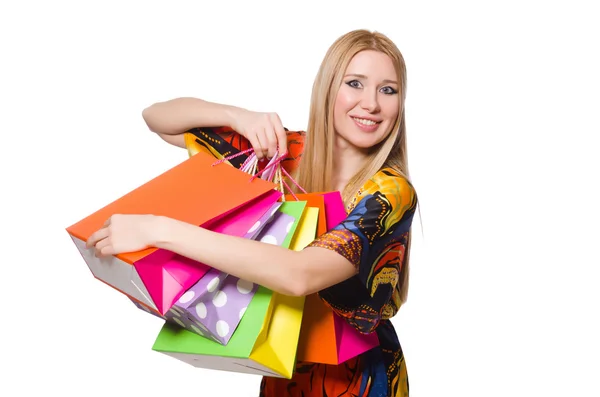 Donna dopo lo shopping — Foto Stock