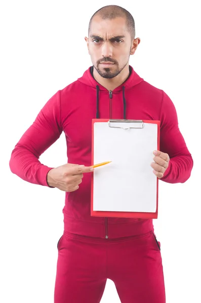 Young sportsman with binder — Stock Photo, Image