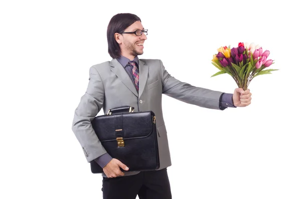 Man met bloemen — Stockfoto