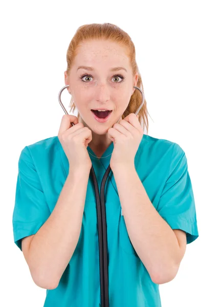 Femme-médecin avec stéthoscope — Photo