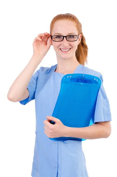 Pretty doctor  in blue uniform — Stock Photo, Image