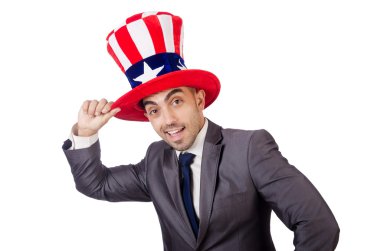 adam Amerikan şapka ile