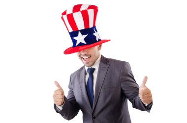 adam Amerikan şapka ile