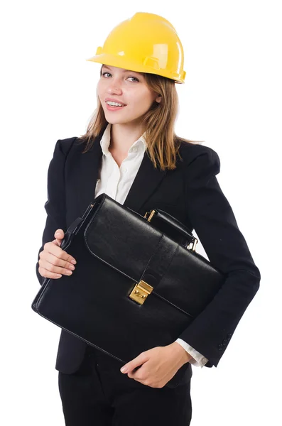 Mujer de negocios con sombrero duro — Foto de Stock