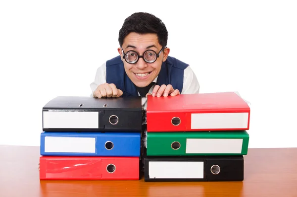 Man with lots of folders — Stock Photo, Image