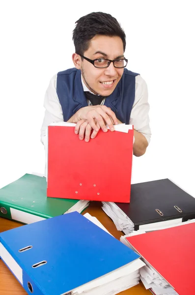 Człowiek z dużą ilością folderów — Zdjęcie stockowe