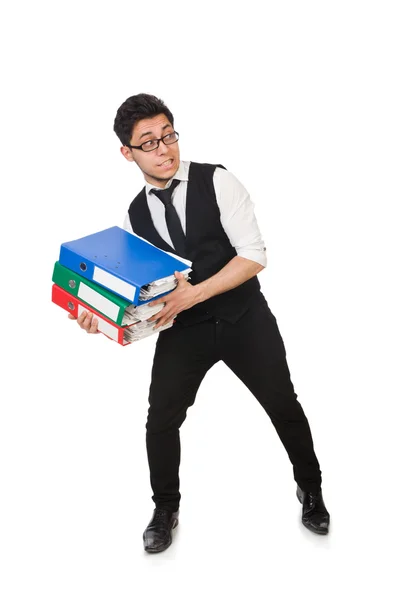 Hombre con un montón de carpetas — Foto de Stock