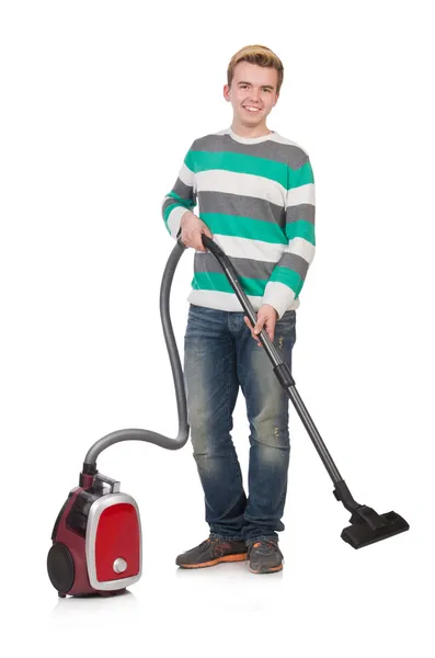 Man Dengan Vacuum Cleaner — Stok Foto