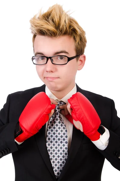 Joven hombre de negocios boxeador —  Fotos de Stock