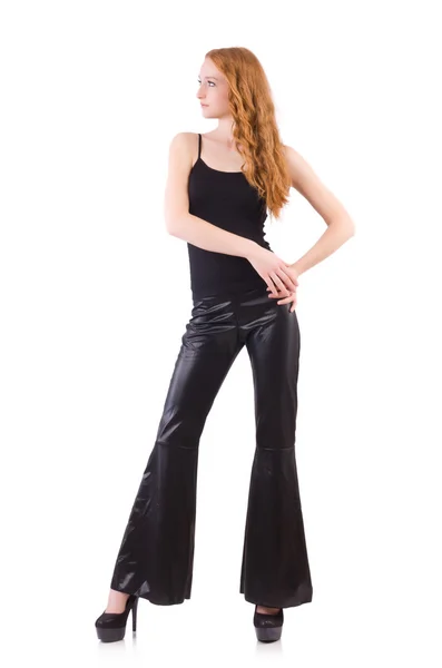 Woman in black bell bottom pants — Stock Photo, Image