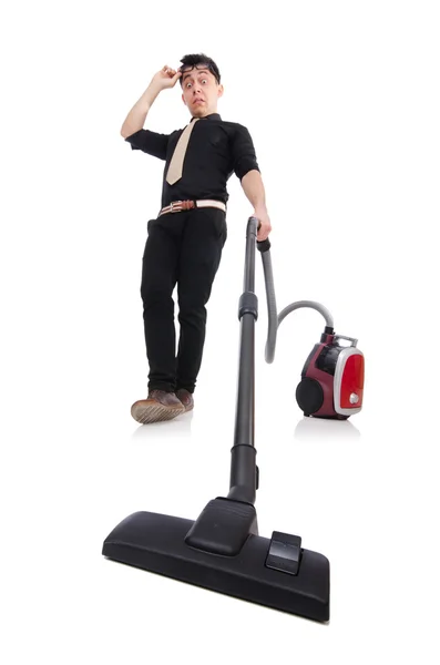 Man with vacuum cleaner — Stock Photo, Image