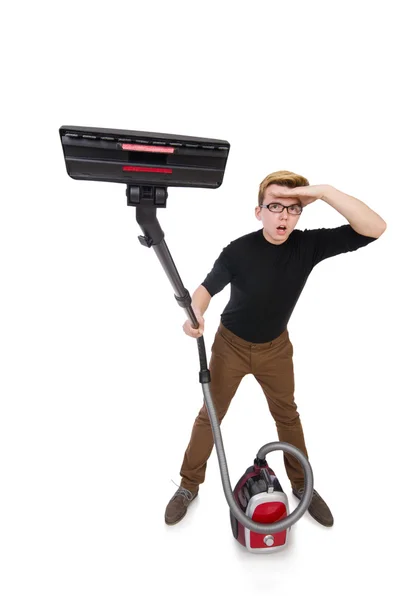 Man with vacuum cleaner — Stock Photo, Image