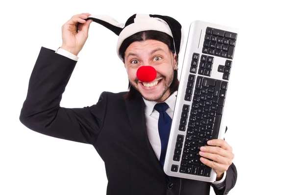 Payaso divertido con teclado — Foto de Stock