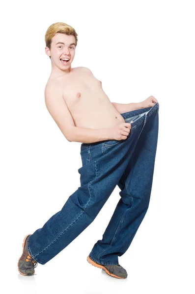 Grappige mens met broek — Stockfoto