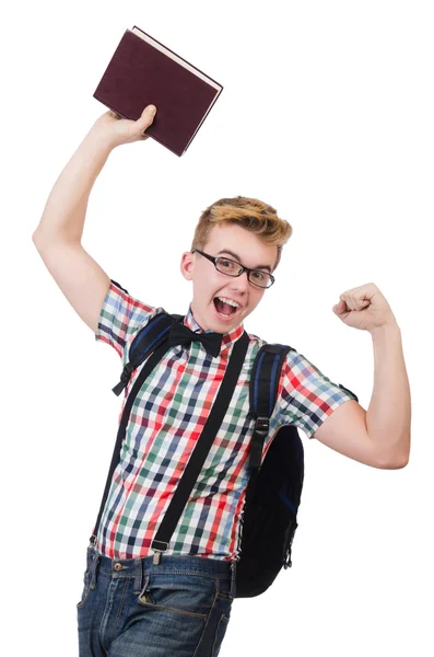 Student mit Bücherstapel — Stockfoto