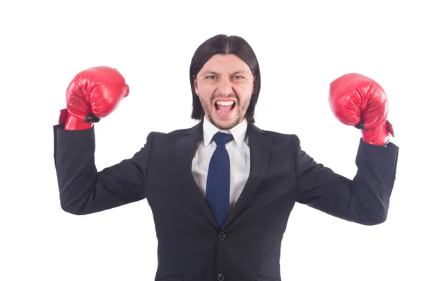 Businessman with boxing gloves — Stock Photo, Image