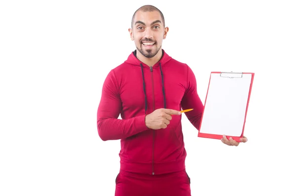 Young sportsman with binder — Stock Photo, Image