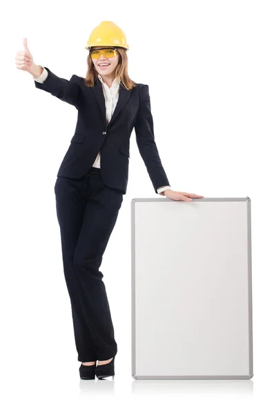 Businesswoman with hard hat — Stock Photo, Image