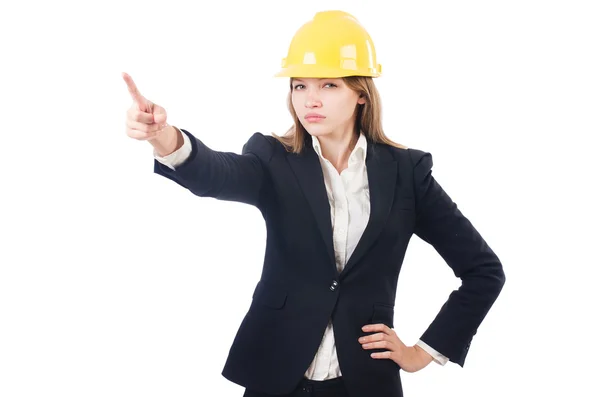 Businesswoman with hard hat — Stock Photo, Image