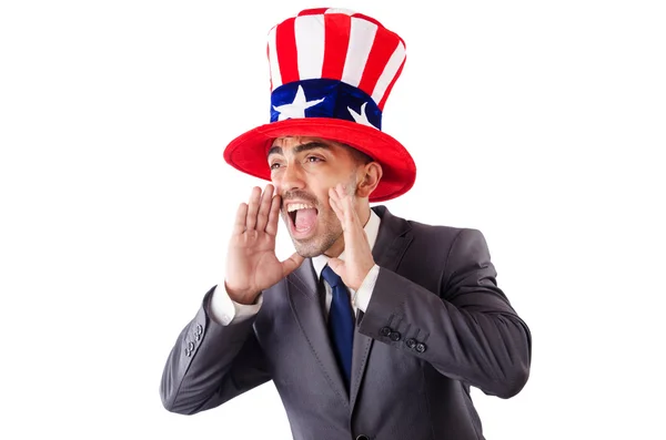 Man i amerikanska hatt skrek — Stockfoto