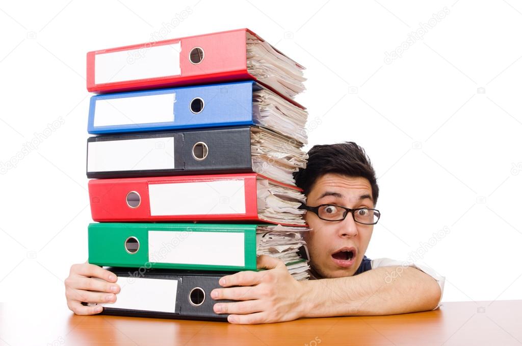 Man with lots of folders