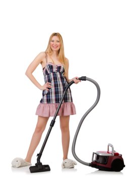 Elektrikli süpürge ile kadın