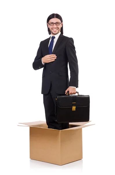 Man in thinking out of box concept — Stock Photo, Image