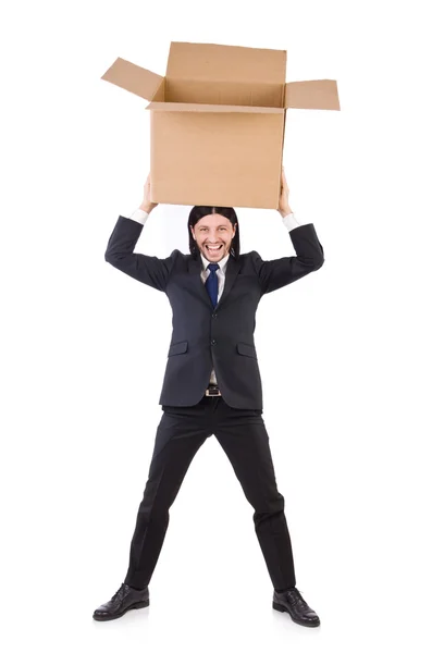 Funny man with boxes — Stock Photo, Image