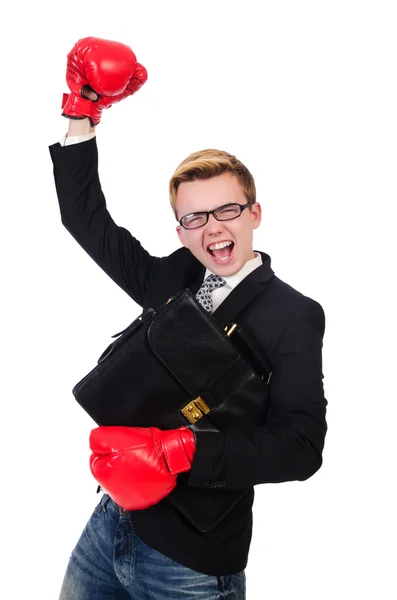 Jovem homem de negócios boxer — Fotografia de Stock