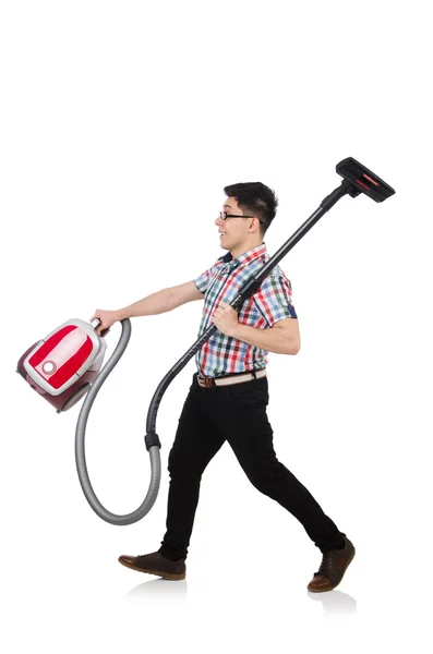 Man with vacuum cleaner — Stock Photo, Image