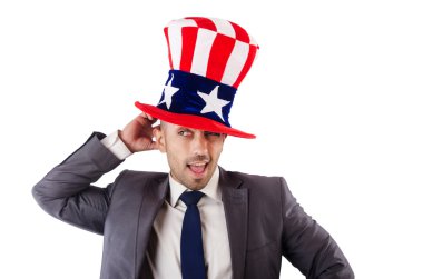 adam Amerikan şapka ile