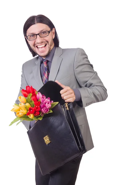 Άνδρας με λουλούδια — Φωτογραφία Αρχείου