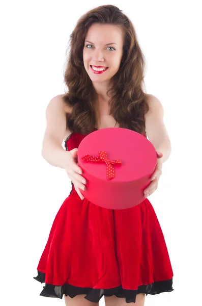 Kırmızı elbiseli genç kız — Stok fotoğraf