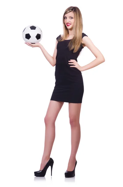 Woman with football ball — Stock Photo, Image