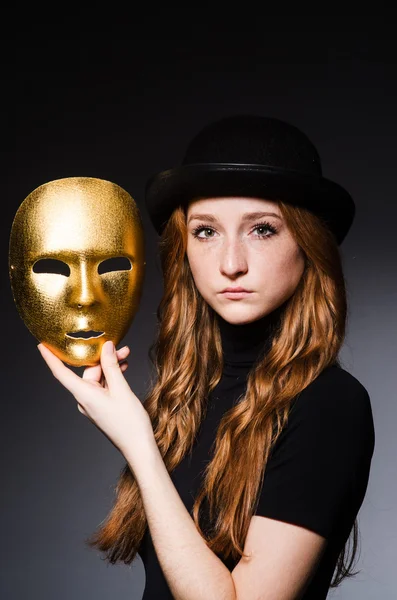 Redhead woman with mask — Stock Photo, Image