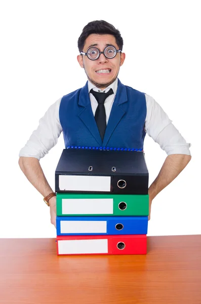 Man with lots of folders — Stock Photo, Image