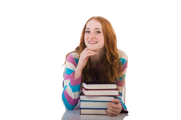 Jovem estudante com livros — Fotografia de Stock