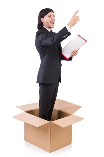 Businessman in thinking out of box — Stock Photo, Image