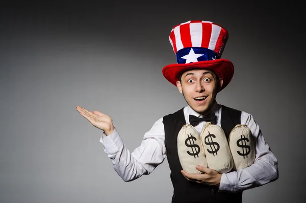 Grappige mens met Amerikaans hoed — Stockfoto