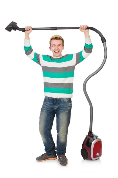 Man with vacuum cleaner — Stock Photo, Image